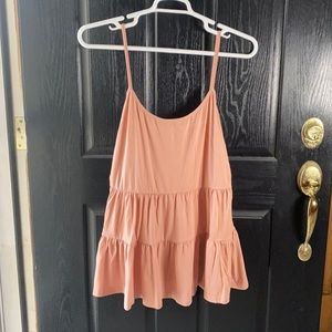 Shein Curve Solid Ruffle Hem Cami Top Dusty Pink
